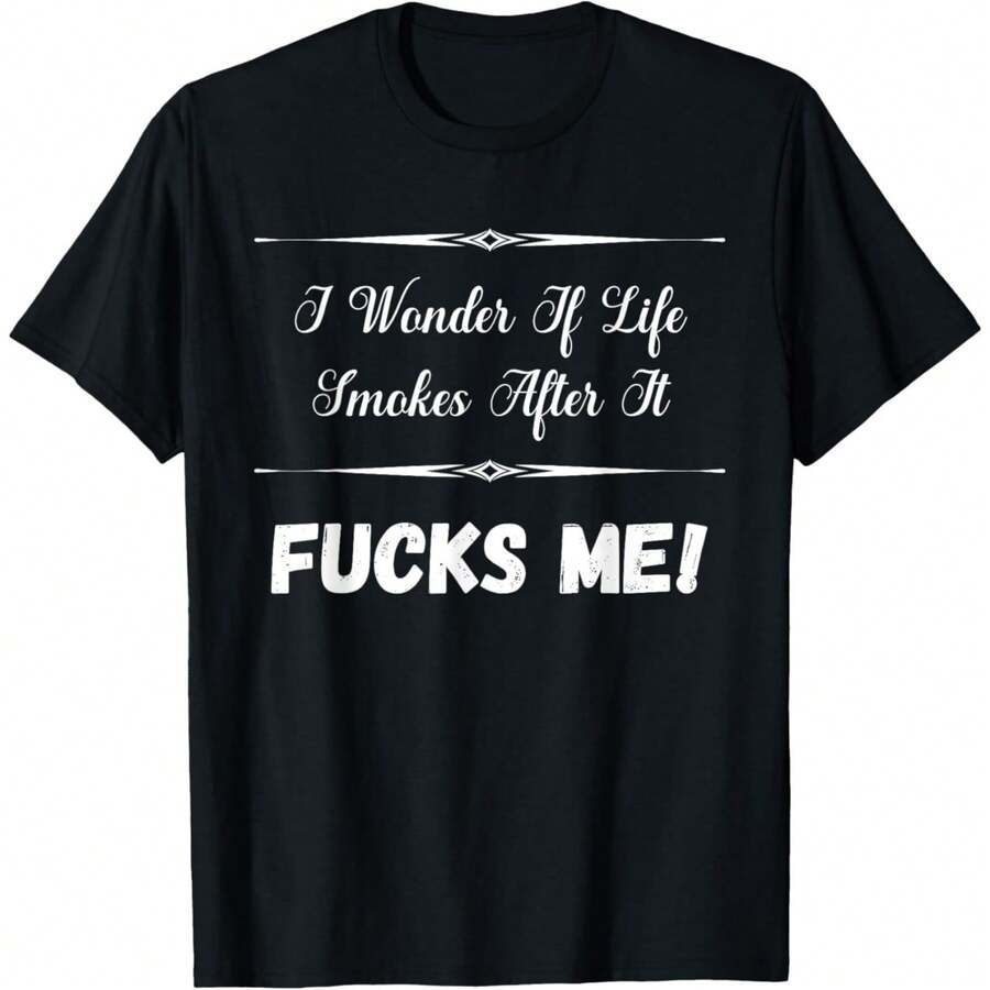 180GSM Pure Cotton Printed T Shirt With Funny Sarcastic Shirt For People That Are Unlucky Graphic Soft And Breathable Material Durable And Dirt Resistant Easy To Clean Fabric Using Knitting Technology Comfortable To Wear Ideal For Unlucky People Offers A Funny Style - 黑色 - 查看 1