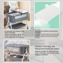 Cuna Ajustable En Altura Con Mosquitero Y Colchón - Gris - Ver 8
