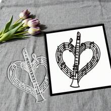 Creative Clarinet Dies, DIY Scrapbooking Album And Embossing Stencil, Greeting Card Making Tool, Card Paper Cutting Crafts ,Gift Card Making Template Die Cuts. - Silver - View 1