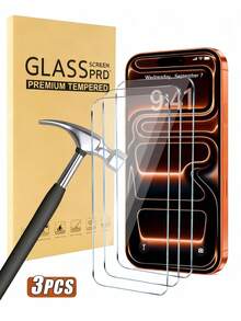 3 Piecestempered Glass Screen Protector For IPhone 17, 17 Pro, 17 Pro Max, 17 Air, 16, 16 Plus, 16 Pro, 16 Pro Max, 15, 14, 13, 12, 11 Pro Max, X, XS, XR, Mini, 7, 8, 14 Plus And Other Models, Suitable For Phone Cases, Valentine's Day Gift - Clear - View 32