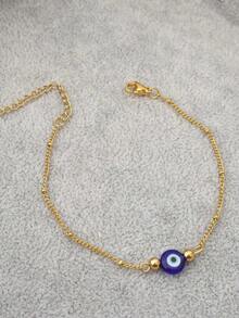 1 pieza Pulsera delicada de mujer con ojo azul del mal - Oro amarillo - Ver 9