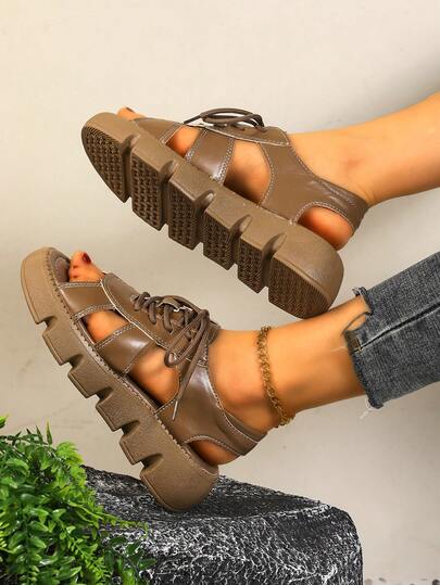 2025 New Summer Thick Sole Casual Mid-Heel Soft Bottom Versatile Beach Sandals For Women