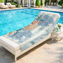 1条海洋生物珊瑚贝壳海螺印花沙滩巾，超强吸水速干，柔软轻便，适合游泳、沙滩、游泳、户外露营旅行，是理想的沙滩必备品。 - 彩色 - 查看 5