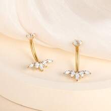 SWANJO 1pc Titnaium Marquise CZ Belly Button Ring Internally Threaded Zirconia Navel Piercing Body Jewelry - TN028 - View 6