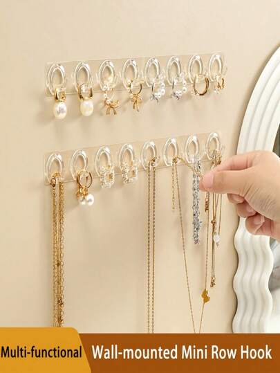 1pc/2pcs/3pcs Minimalist Style Mirror Cabinet Door Hanging Necklace Organizer Rack, Ring, Bracelet Anti- Holder, Wall-Mounted Earring & Jewelry Display Rack