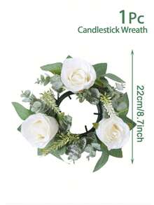 1 pieza Soporte de vela con flor artificial, adecuado para decoración de mesa, corona de velas, decoración de fiestas y del hogar, decoración de mesa de comedor para fiestas, decoración de fiestas de boda, accesorios de fotografía interior, decoración de sala de estar y dormitorio - Multicolor - Ver 6