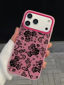 1pc Lace Rose Pattern Fuchsia Translucent 2-In-1 Phone Case, Funny Protective Phone Cover, Durable & Fashionable TPU Shock-Proof Full Body Phone Case Compatible With IPhone 13, 14, 15, 16, 17/Pro, Pro Max, Air, Suitable As Birthday Gift, For Girlfriend, Boyfriend Or Personal Use - Multicolor - View 7
