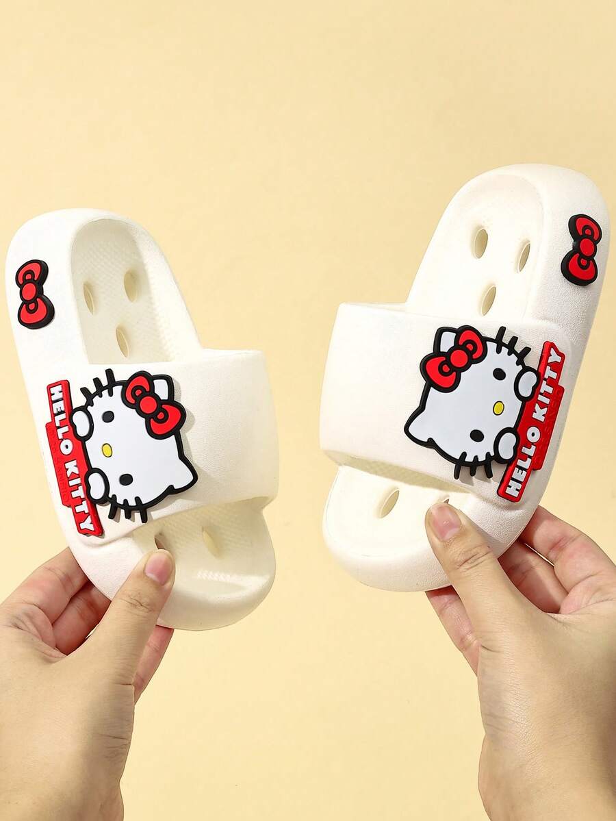 Sanrio Children's Fashionable Hello Kitty Home Foam Slippers, EVA Soft Bottom Girls Cartoon Stylish Bedroom Slippers, Bathroom Slippers, Baby Shoes - White - View 1