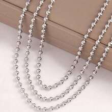 1条男士钛钢不褪色INS风圆珠链项链，时尚潮流，适合年轻男士和学生佩戴 - 銀色 - 查看 1