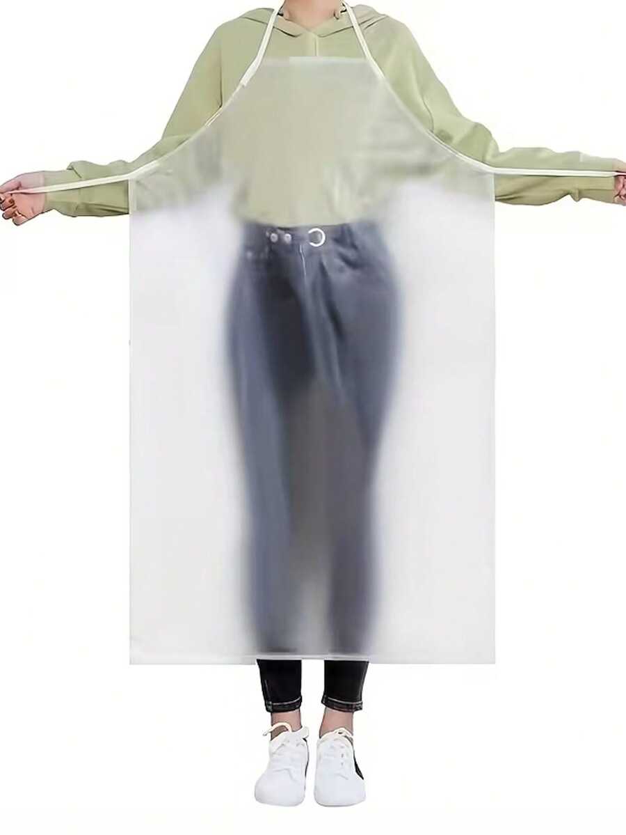 1/2pcs Waterproof & Oil-Proof Kitchen Apron, Transparent PVC Long Waist Apron For Work, Seafood & Catering Industry, Unisex