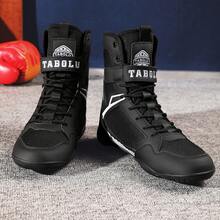 男士摔跤鞋，轻便的Sdtdid拳击鞋，采用超细纤维绒面革制成，适用于健身房、力量举重、健美、训练等。 - 黑色 - 查看 2