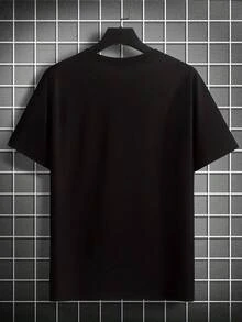 Funny Life Toilet Paper Humorous Sarcasm T-Shirt - Loose Fit, Short Sleeve, Round Neck, Geometric And Letter Printing, Slightly Stretchy Fabric, Suitable For Men And Adults, Comfortable All Year Round, Plus Size - 黑色 - 查看 2