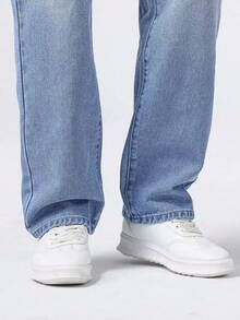 Men's Light Blue Casual Fashion Loose Jeans Classic All-Match Men's Pants - Rửa nhẹ - Xem 5