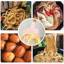 [Free Shipping]One High-Quality Colored Heat-Resistant Silicone Pasta Server Cooking Tool For Home Kitchen, With A Wooden Handle, 12.4 Inches (Approx. 31.5 Cm), Kitchen Tools, Pasta Spoon, Strainer And Server Spoon (Multiple Colors Shipped Randomly). - Random - View 2