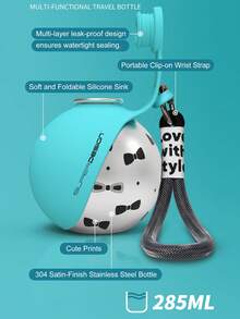 1 bình nước du lịch gấp gọn bằng thép không gỉ cho thú cưng, bát uống nước di động cho chó nhỏ, đa năng dùng khi đi dạo ngoài trời. - Nhiều màu - Xem 5
