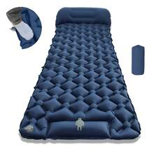 Self-Inflating Thick Double Sleeping Pad With Pillow And Built-In Foot Pump, Suitable For Backpacking, Hiking, Tent Camping And Other Occasions, Portable Camping Mat, Self-Inflating Camping Sleeping Pad, Time And Effort Saving, Foot Pump Inflation, Can Be Fully Inflated In Less Than 3 Minutes.
