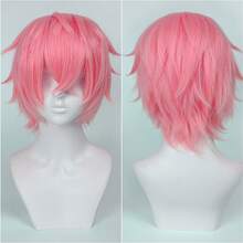 Karida 14-Inch Synthetic Fiber Cosplay Wig With Bangs, Layered Straight Hair, Unisex Cosplay Wig, High Density, Natural-Looking Cosplay Wig For Men And Women