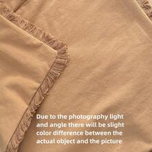 1pc Tassel Decorative Pillow Case For Sofa And Bed, Shabby Chic Style Soft Washed Fabric With Lace Trim Home Decor Cushion Cover - Khaki - View 2