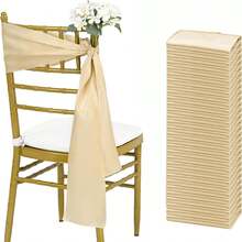 5/15pcs Satin Chair Sash Bow Ribbon Tie Back Strap, Red Color, Suitable For Wedding Ceremony, Bridal Shower, Party, Event, Banquet Decoration - Multicolor - View 13