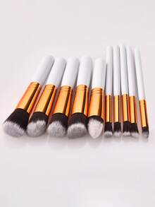 10支装黑色化妆刷套装，多种颜色可选，包含五大五小组合，迷你化妆刷、鼻影刷、唇刷、遮瑕刷、腮红刷、散粉刷，旅行便携小套装，一套化妆刷，包含多种化妆工具，柔软细腻，亲肤耐用，不易断裂，适合初学者使用。 - 彩色 - 查看 4