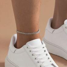 1pc Stainless Steel Minimalist NK Chain Anklet, Non-Fading Ankle Chain - Silver - View 1