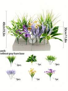 1 Pack (11pcs) Outdoor Artificial Lavender, Length Range 30-49cm, UV Protection, Suitable For Garden, Patio, Porch, Yard, Bedroom, Outdoor, Home Decor, Party, Shop, Restaurant, Office, Events - Multicolor - View 3