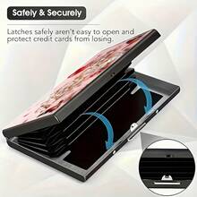 Stainless Steel RFID Blocking Metal I LOVE YOU Pattern Wallet For Men Stylish Black Metallic Card Holder With Multi Compartment Design Perfect Fathers Day Gift Polished Finish Silvery Tone Women Metal Card Case Valentine's Day Gift,The Best Choice To Give To Your Significant Other On Valentine's Day - Multicolor - View 7