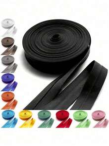 5.5厘米单折包边带，预折叠饰边，适用于缝纫、松紧带、手工制作和家居装饰，多功能布料边缘装饰和服装点缀，缝纫装饰带，质地光滑，平整布料，整齐美观，耐用装饰带，DIY项目 - 彩色 - 查看 2