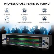 Studio-Grade 2U Dual-Channel 31-Band Digital Equalizer |   PC-Controlled Precision EQ With Live Spectrum Analysis & Advanced Noise Cancellation For Home Audio Systems - Black - View 6