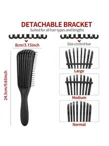 6pcs Comb Set, Including Wide Toothed Comb, Nine Row Brush, Massage Comb, Pointed Tail Comb, Bangs Comb, Styling Comb, Suitable For All Hair Types, Effectively Unclogging Tangled Hair. - Black - View 2