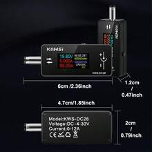 KWS-DC28 Charging Tester, Supports 12A High Current DC5525 Interface, Voltage Meter, Power Meter - Black - View 2
