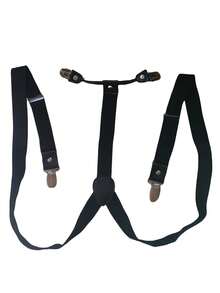 2.5cm Wide X-Back Elastic Suspenders With Snap Button Closure, Vintage Style Adjustable Suspenders For Men And Women, Leather Decor, Suitable For Weddings And Parties - Black - View 5