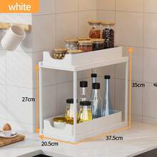 Organizador de fregadero de doble capa, estantería de almacenamiento de gabinete de cocina, canasta de gabinete con puerta corrediza doble, cesta de almacenamiento multifuncional para baño, estantería organizadora, estantería de almacenamiento debajo del fregadero de la cocina, decoración de cocina, regalo navideño, suministros de cocina, estantería de almacenamiento de cocina, unidad de almacenamiento de gabinete de baño y cocina - Multicolor - Ver 5