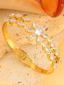 A Stylish Zirconia-Studded Stainless Steel Bracelet, Unisex, Suitable For Daily Wear And Parties, Elegant For Everyday Use Or As A Gift Jewelry - Multicolor - View 11