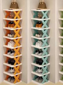 Stackable Vertical Shoe Rack, Shoe Organizer Rack, Jewelry Display Stand, Makeup Storage Shelf For Entryway, Closet, Hallway, Bathroom, Bedroom, Dorm, Home Decor, Bathroom Decor, Storage, Back To School Supplies - Multicolor - View 2