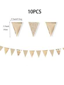 1pc 4-Meter Silver Confetti Pattern Party Pennant Banner, Party Decoration, Holiday Decor,Christmas - Champagne - View 8