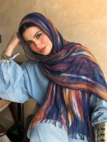 1 chiếc khăn trùm đầu nữ bằng vải rayon họa tiết cầu vồng, kiểu dáng boho thời trang có tua rua, thích hợp cho các buổi tụ họp và lễ kỷ niệm. - Khăn trùm đầu sọc nhiều màu - Xem 33