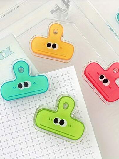 4pcs Cute Big Eye Acrylic Clips, Moisture-Proof Food Bag Sealing Clips, Durable Storage Clips, Suitable For Notes, Exam Materials, Office Documents, Kitchen Organization