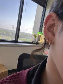 5 套女士金/银圆形耳环 - 18K 镀金圆形耳环套装。轻盈简约的小圆耳环，具有防过敏特性，厚实而轻巧。时尚、优雅、轻盈精致的女士珠宝礼品（5 套/6mm-8mm-10mm-12mm-14mm） - 彩色 - 查看 7