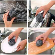 12 Pcs Stainless Steel Scrubber, Steel Wool Scrubber, Scouring Pads, Metal Kitchen Scrubbers Dishes, Metal Sponge, Steel Wool Scrubber Cleaning Dishes Pots Kitchen Sinks Pans Ovens - Bạc - Xem 6