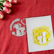 创意猫狗模具，DIY剪贴簿相册和压花模板，贺卡制作工具，卡片纸切割工艺品，礼品卡制作模板模切。 - 銀色 - 查看 5