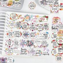 50pcs Back To School Inspirational Quote Stickers, Suitable For Handmade Diary, DIY Photo Album, Spanish Bible Verses, Jesus God Themed Aesthetic Stickers - Multicolor - View 6