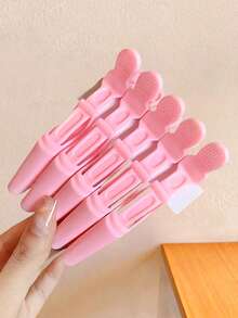 4pcs/Set Pink Crocodile Clip Hair Claws, Strong Grip And Stable, Easily Sections And Holds Hair For Hairstyling And Makeup, Suitable For Women And Girls, Suitable For Holidays, Daily Outings, Dates, Can Be Matched With Different Hairstyles To Create Sweet And Elegant Styles - Multicolor - View 7