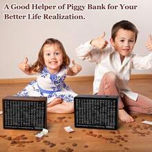 Wooden Money Saving Box Upgraded All-In-One Cash Savings Box With 10k 5k 3k 1k Challenge Target Trackers Reusable Piggy Bank For Adults And Cash Vault Bank W/Sliding Lid - As Pic - View 4