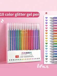 8/12/18/24pcs Colorful Glitter Watercolor Pens, Children's Colored Notebook Specialized Pearl Watercolor Pens, Fluorescent Highlighters, Student Glitter Paint Brushes, Back To School, Back To School Gift - Multicolor - View 2