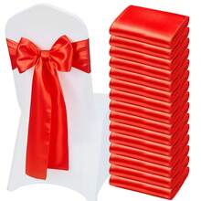 5/15pcs Satin Chair Sash Bow Ribbon Tie Back Strap, Red Color, Suitable For Wedding Ceremony, Bridal Shower, Party, Event, Banquet Decoration - Multicolor - View 18