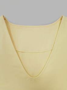 Women's Solid Color Sexy Elegant Deep V-Neck Long Flare Sleeve T-Shirt, Versatile For Spring/Summer - Light Yellow - View 8