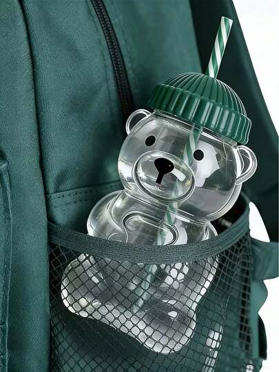 Cute Bear Straw Cup With Lid & Straw | Plastic, Reusable, Honeybear Cup, Cute Mugs Bears Sippy Cups, Ideal For Hot And Cold Drinks, Coffee, Wine, Juice, Smoothies, Boba, Birthday Gift, High Aesthetic Value, Party Drinkware, Valentine'S Day, New Year Gift, Exquisite Creative Gift, Ramadan Gift (Candy Cane Stripes)