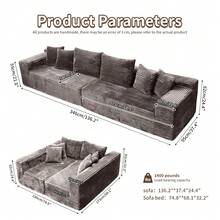 74.8''Cloud Couch Sectional Sofa Bed, No Assembly Required With Wide Arms For Living Room - 卡其色 - 查看 3