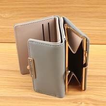 Printed Folding Buckle Women Short Wallet, Multi-Functional Card Holder